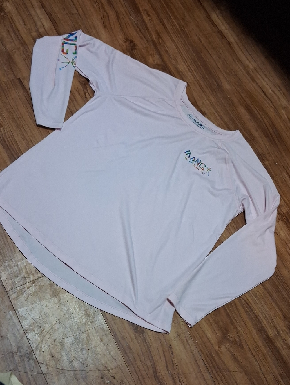 Mang Light Pink Long Sleeve Performance Top with Multicolor Logo